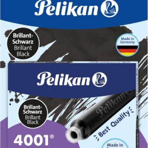 Pelikan 4001 Ink Cartridge for Fountain Pen - Brilliant Black (Pack of 12)