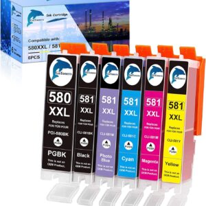 GoToners XXL Printer Cartridges Compatible with Canon PGI-580 CLI-581 Cartridges for Pixma TS8150 TS8151 TS8152 TS8250 TS8251 TS8252 TS8350 TS8351 TS8352 TS9150 TS9155 (Pack of 6) CLI-581 XXL PB)