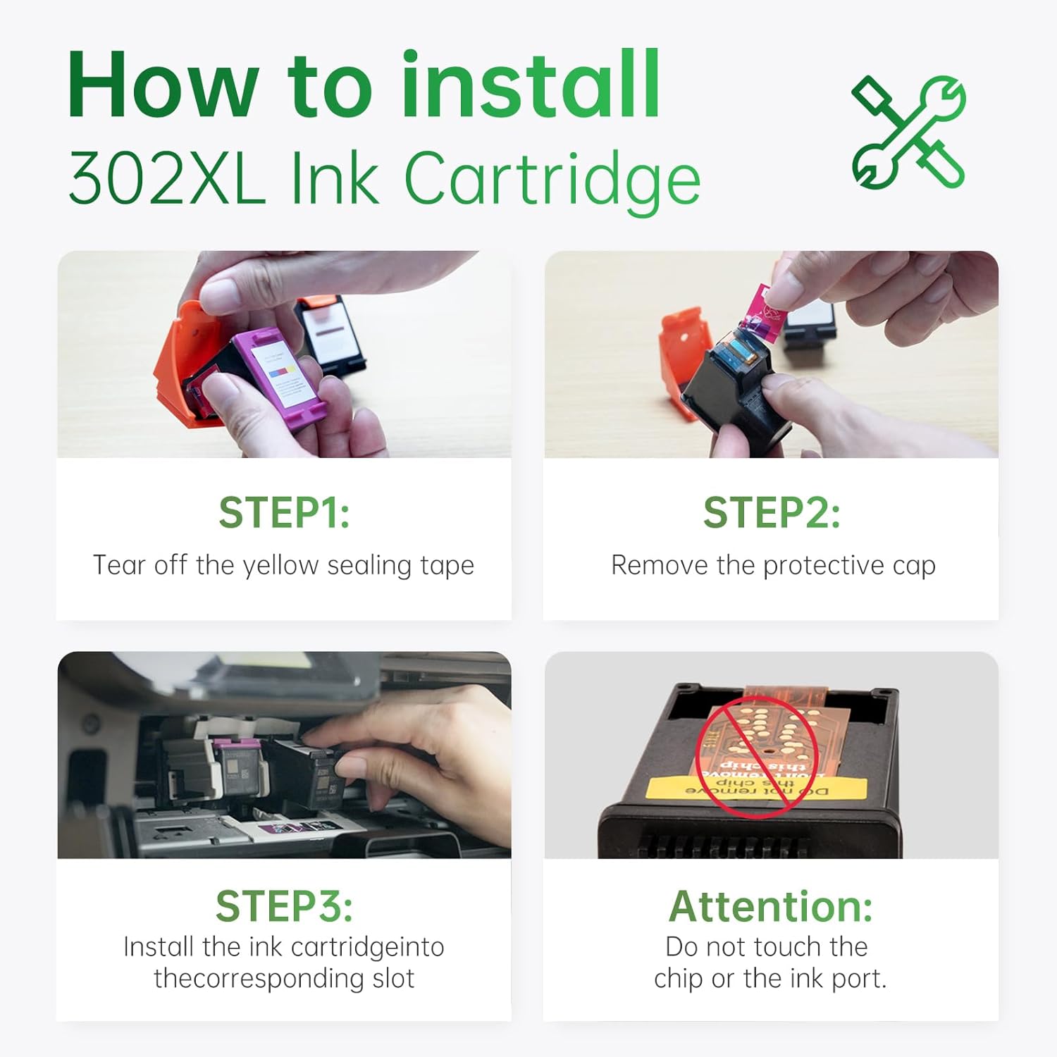 Lemero 302XL Recycled Replacement Printer Cartridges for HP 302 XL & HP Officejet 3833 / 3834 / 3830 / 3832 / 4650 / 4654 & Deskjet 3630 / 2130 / 1110 & Envy 4522 / 4524 / 4525 / 4520 Printers - Colour: Black – Bild 7