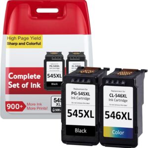Printer Cartridges 545 546 XL, PG-545/CL-546 XL Multipack Compatible with Original Canon 545 546 Printer Ink Cartridges 545 546 for Pixma TS3150 TS3350 TR4500 TR4551 MG2500 MG2550S MX4 95 iP2800