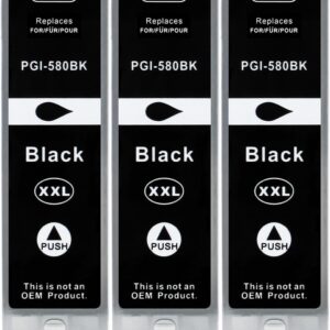 3 XXL Printer Cartridges Compatible with PGI-580 BK Black for Canon PIXMA TS705 TS6150 TS6250 TS6350 TR7550 TR8550 TS8150 TS8250 TS8350 TS9150 TS9550 TS6151 TS6151 TS66 251 TS6351 TS8151 TS8152 TS8251