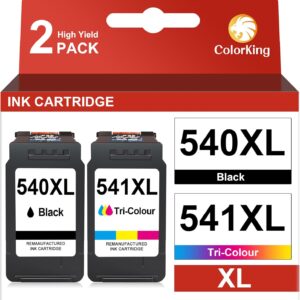 ColorKing 540XL 541XL Multipack Replacement for Canon Printer Cartridges 540 541 XL for Canon Pixma MG3650s TS5150 TS5151 Cartridges MG3500 MG3600 MG3650 MG4250 TS5100 MX475 MX515 PG 540 CL 541 black color