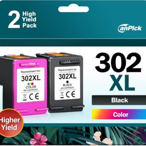 302XL Printer Cartridges Replacement for HP 302 Printer Cartridges Multipack for HP 302 XL DeskJet 3630 3636 3638 3639 1110 2130 3633 Envy 4525 4520 4522 4527 OfficeJet 3831 38 30 38 33 5230 (2-Pack)
