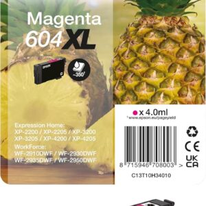 Epson Original 604XL Ink Pineapple Single Pack Magenta XL, XP-2200 XP-2205 XP-3200 XP-4205 WF2910DWF WF2930DWF WF2950DWF, ReadyPrint Flex Ink Tariffs