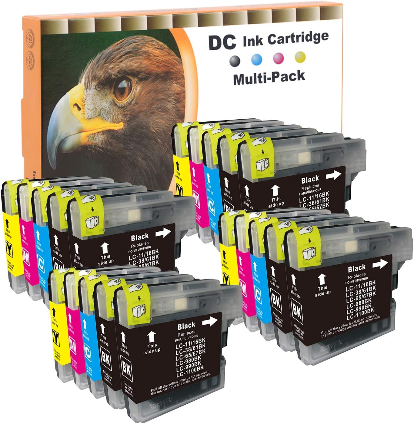 D&C Set of 20 Printer Cartridges Compatible with Brother LC-980/1100 DCP-185C, DCP-385C, DCP-395CN, DCP-585CW, DCP-6690CW, DCP-J615W, DCP-J715W, MFC-490CW, MFC-5490CN, MFC-5895CW, MFC-68900 CDW,MFCCDW95CW, MFC-990CW