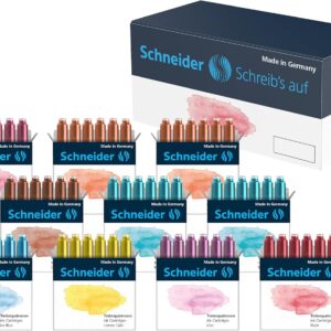 Schneider 166100 Pastel Ink Cartridge (Standard Cartridges for Fountain Pen) Assorted Pack of 10 x 6