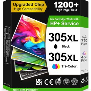 305 Printer Cartridges XL, Compatible with Original HP 305 Printer Cartridges, 305 XL Black/Colour | 750/450+ Pages for HP DeskJet 2800e 2810e 2820e 2700 2710e 2720e Plus 4100 4120 Envy 6000 6020e 6032e