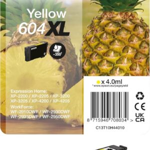Epson Original 604XL Ink Pineapple Single Pack Yellow XL, XP-2200 XP-2205 XP-3200 XP-4205 WF2910DWF WF2930DWF WF2950DWF, ReadyPrint Flex Ink Tariffs