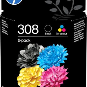 HP 308 Black and Tri-Colour Original Ink Cartridges - 2 Pack DeskJet 2900, 4300 Envy 6100e, 6500