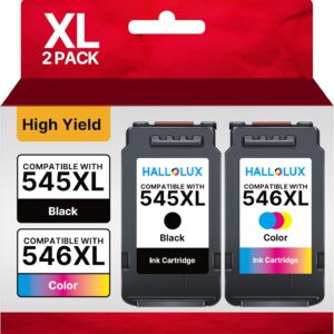 HALLOLUX PG-545XL, CL-546XL, PG545, CL546 XL Printer Cartridges for Canon 545, 546 XL, PG 545XL, CL 546XL, Pixma MX490, MX495, TR4550, TR4551, MG2550s, MG2555s, TS3150, TS3151 (1 Black, 1 Colour)