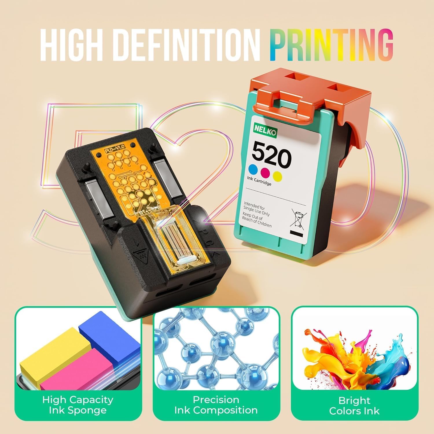 Nelko 1 x 520 Original Colour Ink Cartridges High Capacity Ink Cartridge Compatible with Photo Printer PP01 Water Resistant Instant Print for Home and School – Bild 4