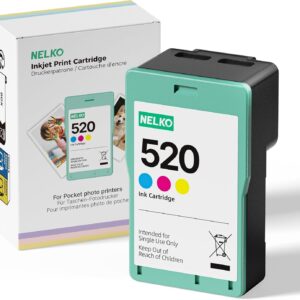Nelko 1 x 520 Original Colour Ink Cartridges High Capacity Ink Cartridge Compatible with Photo Printer PP01 Water Resistant Instant Print for Home and School