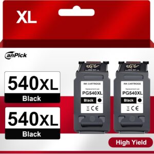 540XL PG 540 XL Black Compatible with Canon 540 XL for Canon Printer Cartridges 540 PG 540 PG-540XL for Canon Pixma TS5150 MG3650s TS5151 MG4250 MX475 MG3600 MG3650 TS5100 MX395 2 (2 Black pack: