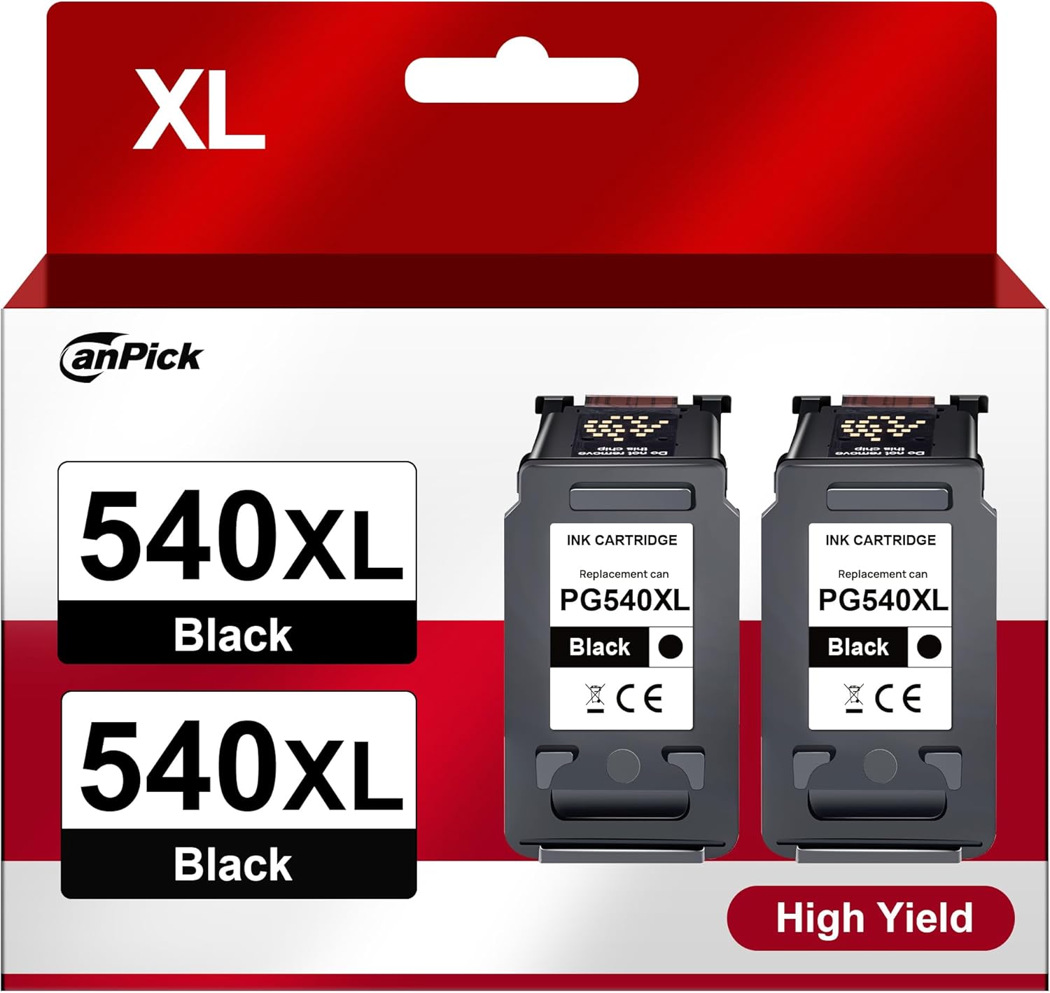 540XL PG 540 XL Black Compatible with Canon 540 XL for Canon Printer Cartridges 540 PG 540 PG-540XL for Canon Pixma TS5150 MG3650s TS5151 MG4250 MX475 MG3600 MG3650 TS5100 MX395 2 (2 Black pack: