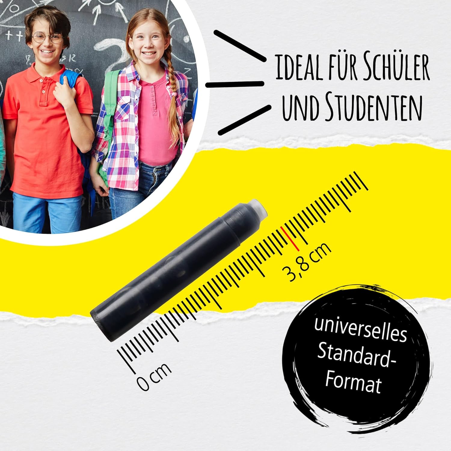 ONLINE Standard Ink Cartridges, Universal Fountain Pen Ink Compatible with All Standard Fountain Pens, Replacement Cartridges for Fountain Pen and Rollerball 6 Pack Colour Black – Bild 5