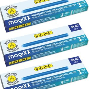Online magiXX 9 x Erasable Ink Cartridges for MagiXX Ink Cartridge Fountain Pen I Value Pack Refill Cartridges Royal Blue I Erasable Fountain Pen I Erasable Ink