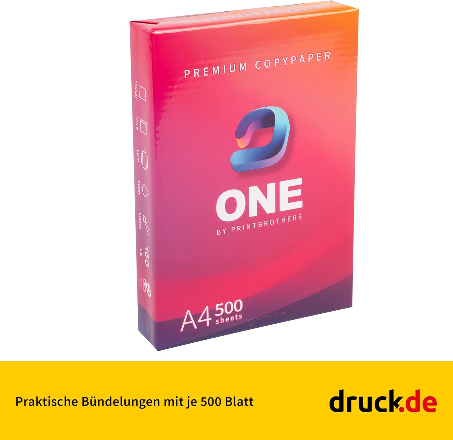 ONE Printer Paper A4 Copier Paper DIN A4 5,000 Sheets 2 Boxes | ONE Printer Paper and Copier Paper DIN A4, 5,000 Sheets, 2 Boxes, White, for Laser/Inkjet, Office and Home Office – Bild 2