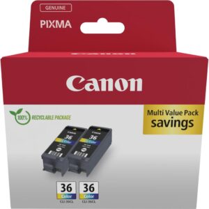 Canon CLI-36 Genuine Ink Cartridges, Pack of 2 (Colour) – Cardboard Twin Pack