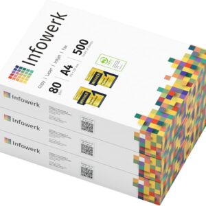 Printer Paper Copier Paper 1500 Sheets 3 x 500 A4 80g Premium Brilliant White CIE 160 PEFC Certified