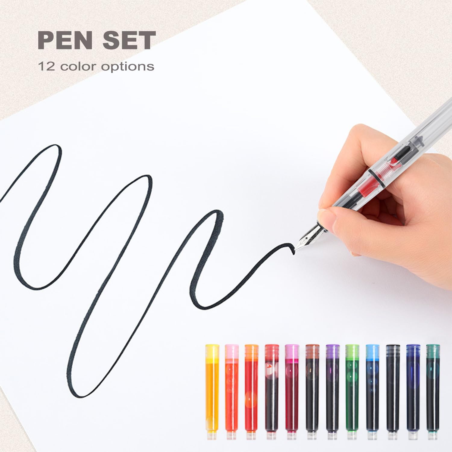 Calligraphy Set, 8 Calligraphy Pens with Interchangeable 72 Ink Cartridges in 12 Colours, Calligraphy Set Beginners with 8 Different Tip Sizes for Beginners Writing Drawing – Bild 3