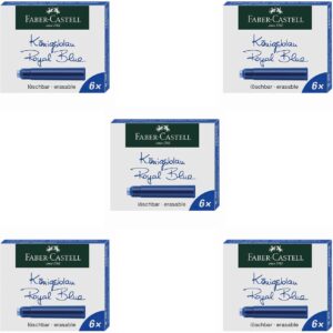 Faber-Castell Standard Ink Cartridges Royal Blue Pack of 30 | Erasable standard fountain pen ink cartridges