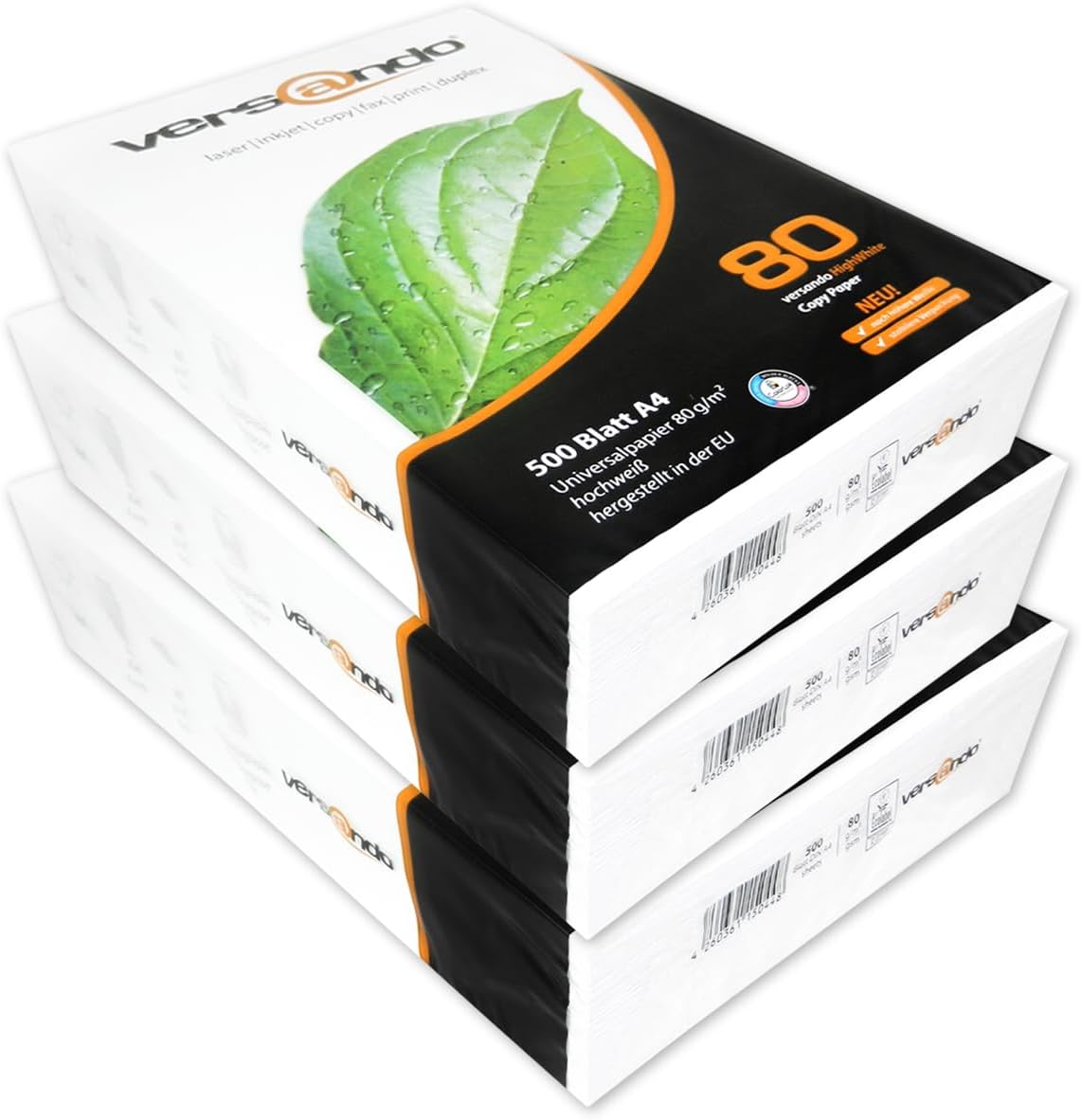 Versando copier paper – white | (3 x 500 sheets of HighWhite 80) bright colours, clear lettering, PEFC certified