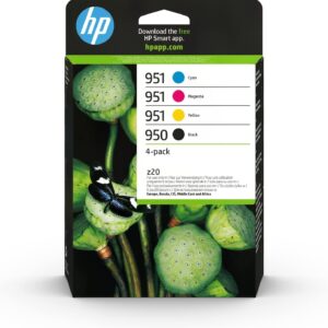 HP 950/951 Multipack (Blue/Red/Yellow/Black) Original Printer Cartridges for HP Officejet Pro 276dw, 8600, 8610, 8620, 251dw, 8100