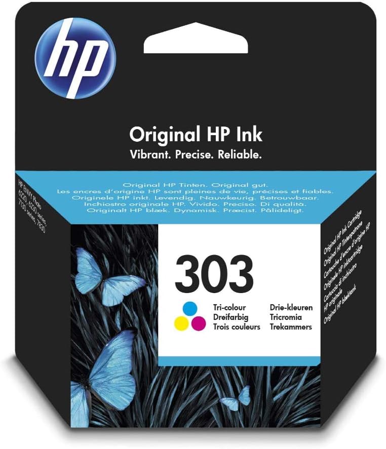 HP 303 (T6N01AE) Original Colour Printer Cartridge for HP ENVY 6200, 7100, 7134, 7220e, 7221e, 7224e, 7800, 7900e HP Tango Printer, Tri-Colour