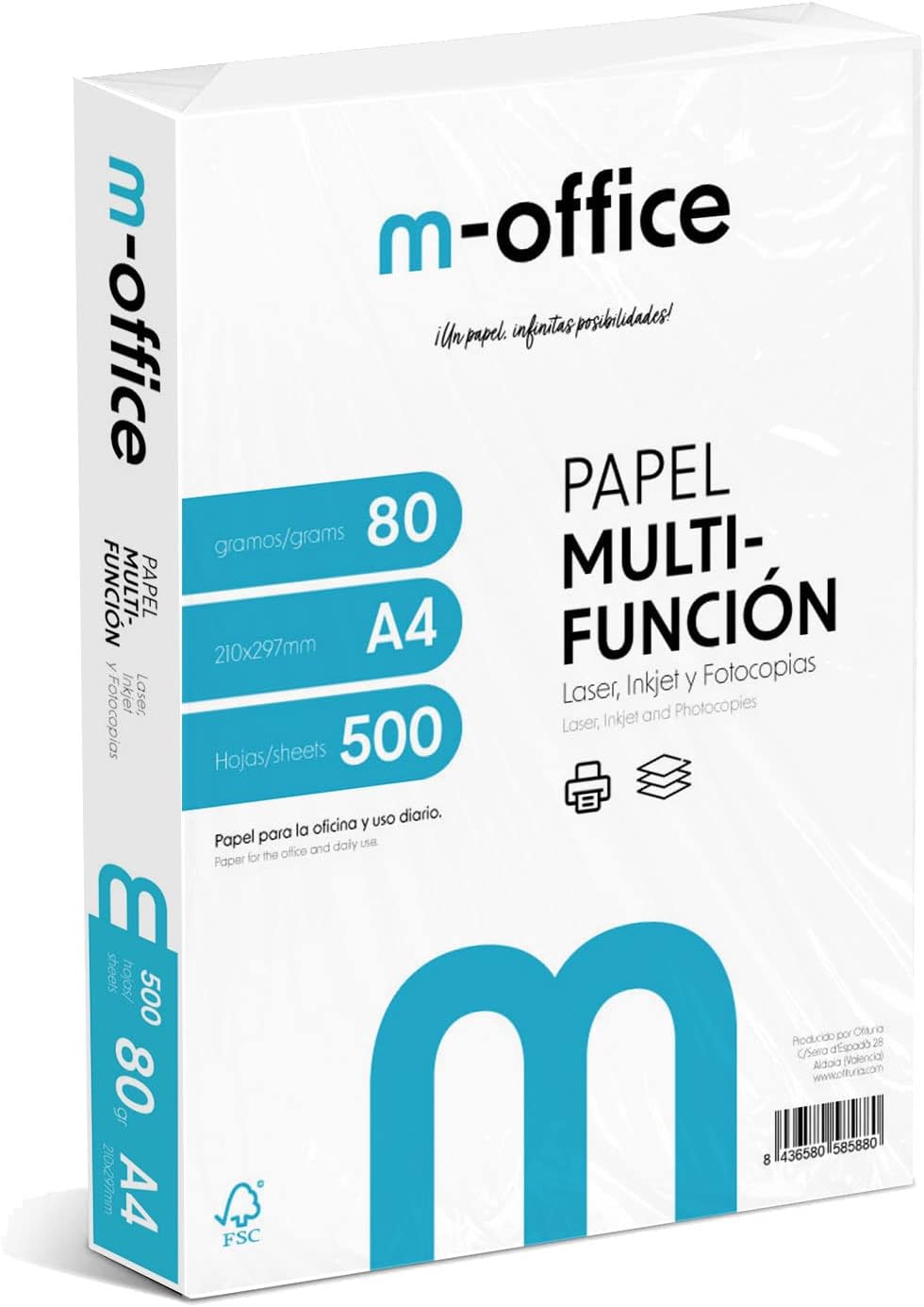 A4 Paper 80g Pack of 500 Sheets Multi-Function Paper for Inkjet and Laser Printers A4 Sheets 210 x 297 mm Ideal for Office and Home · m-office (500 Sheets)