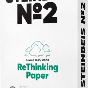 Steinbeis No. 2 Printer Paper - 2500 (5 x 500) Sheets DIN A4 Recycled Paper 80gsm White & Chlorine Free High Quality Copier Paper ISO 80 / CIE 85