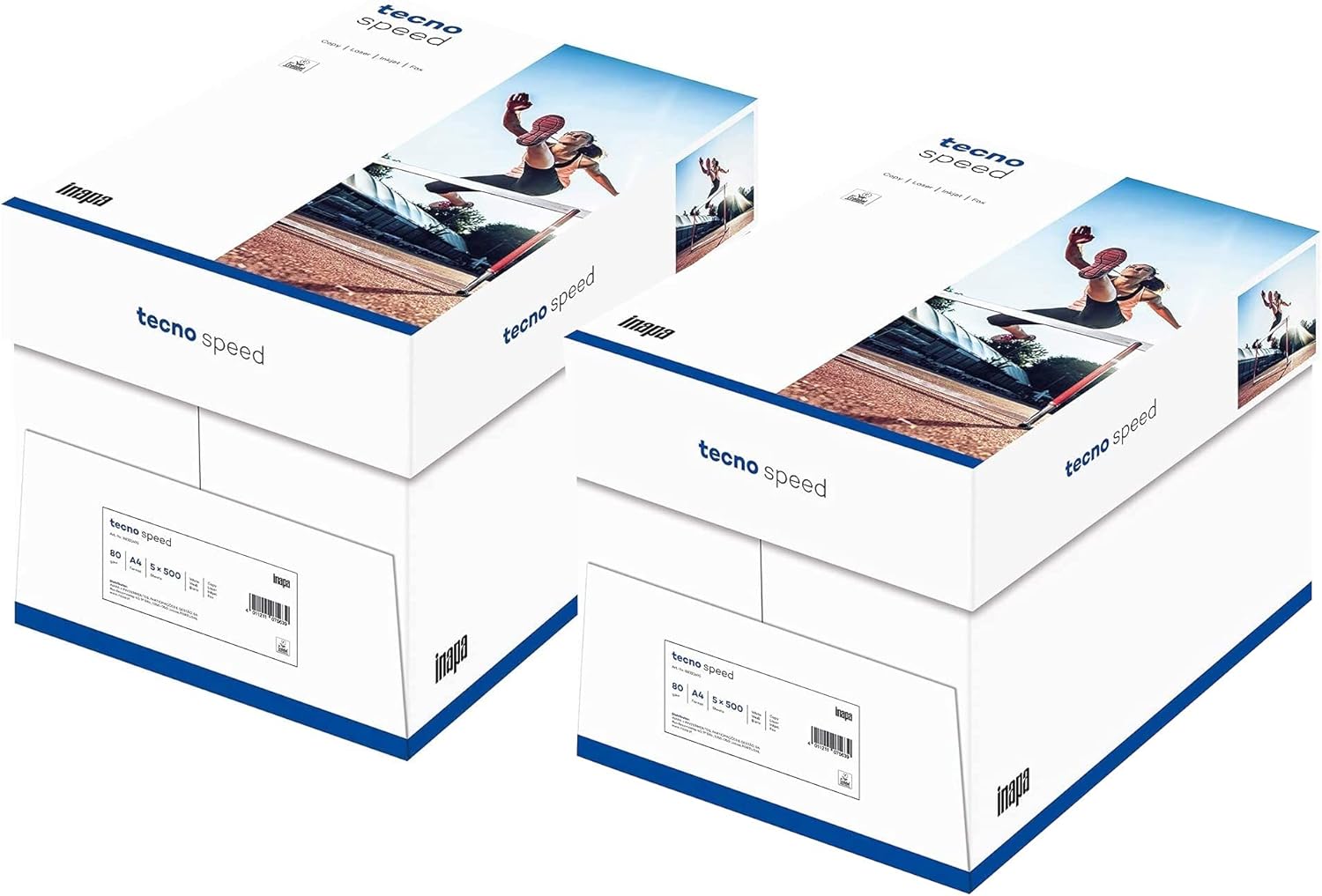 inapa Tecno Speed Printer Paper: 80 g/m², A4, White, 5000 Sheets (2 Boxes of 2500 Sheets) - Ideal for Fast and Easy Printing