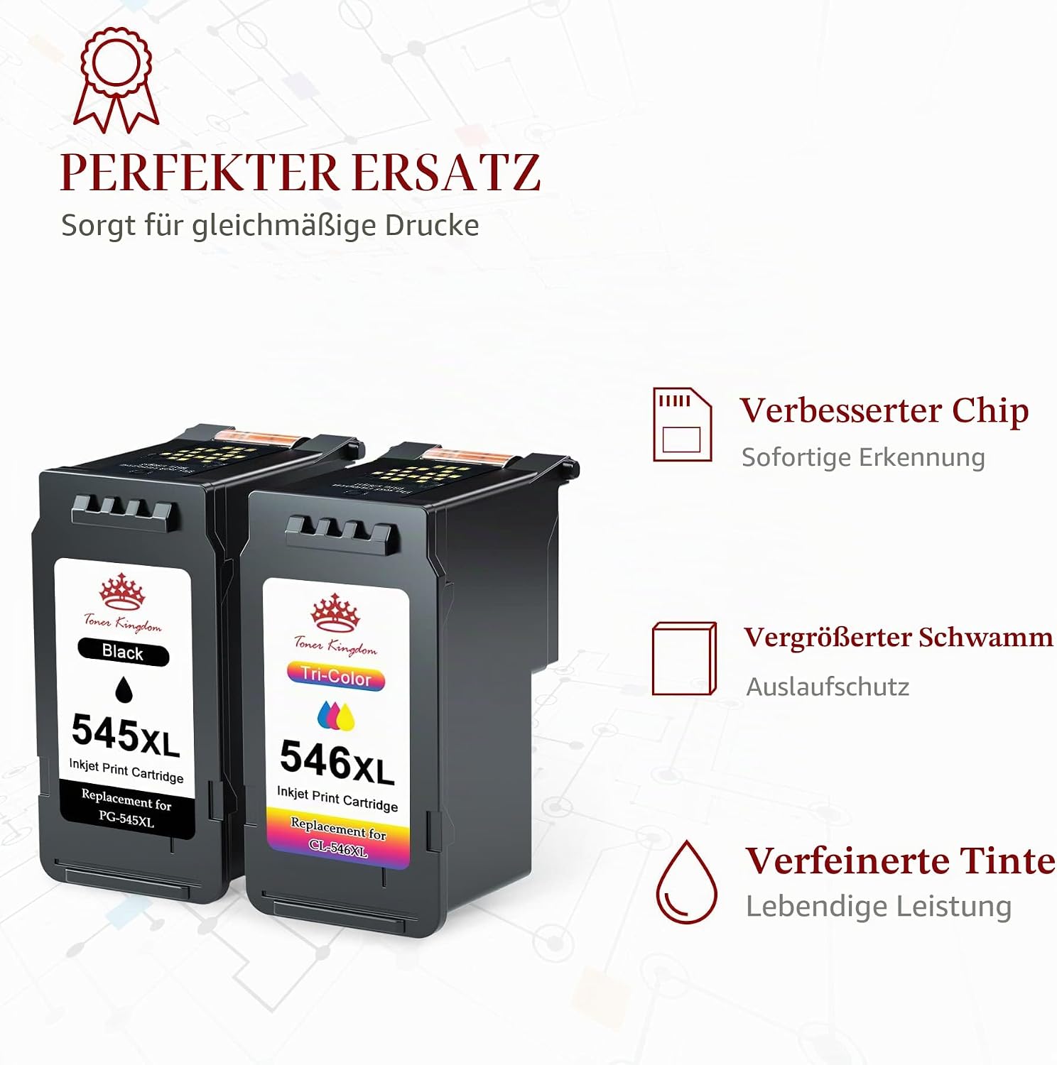 Toner Kingdom PG-545XL CL-546XL Compatible with Canon Printer Cartridges 545 546 XL for Canon TS3450 Ink Cartridges for Pixma TS3350 TS3150 TS3351 TS3452 TR4550 TR4551 TR4650 MX495 Ink (Black, Colour) – Bild 2
