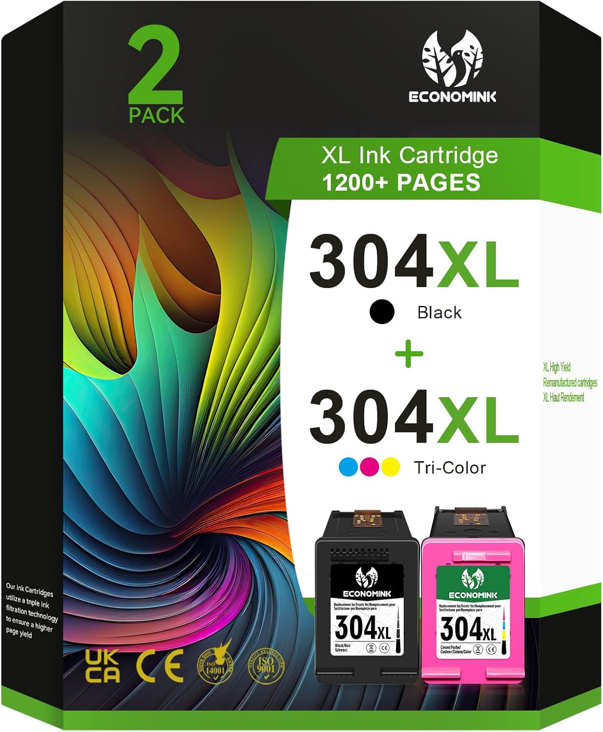 304XL Printer Cartridges 304XL Black and Colour Compatible with HP 304 Printer Cartridges for Envy 5030 5010 5020 5032 DeskJet 3750 3760 2620 2600 3720 2630 2622 3735 3766 2 printer (2 2Pack)