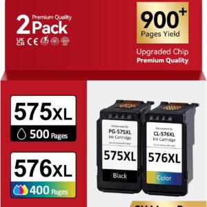 575 576 XL Cartridges Compatible with Original Canon Printer Cartridges 575 576, PG-575/CL-576 XL Ink Cartridges (Black Colour), Printer Ink 575 576 for Pixma TS3550i TS3551i TS3750i TR4750i TR4751