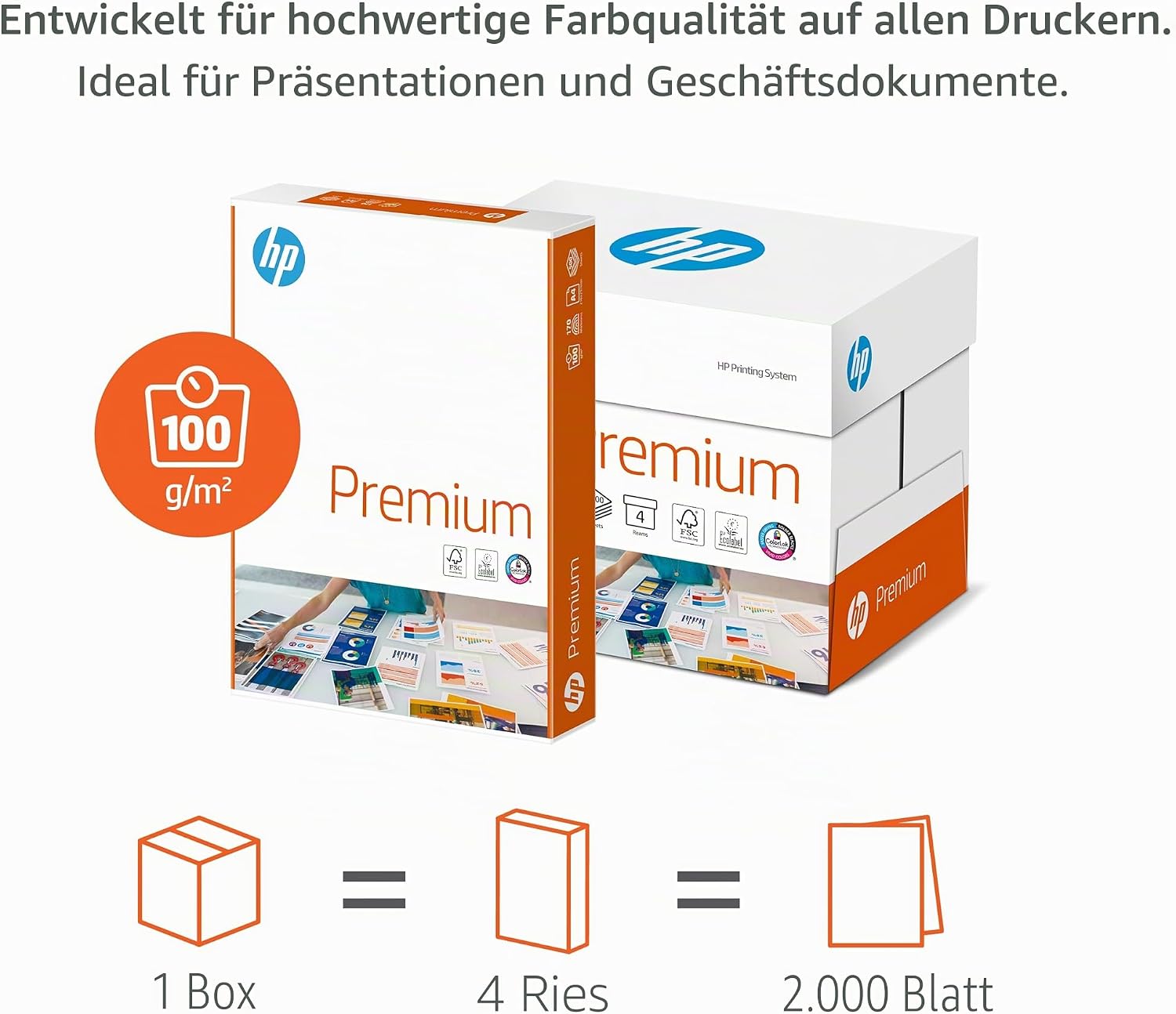 HP 94297 A4 210 x 297 mm 100 GSM Premium Paper (Pack of 5) – Bild 5