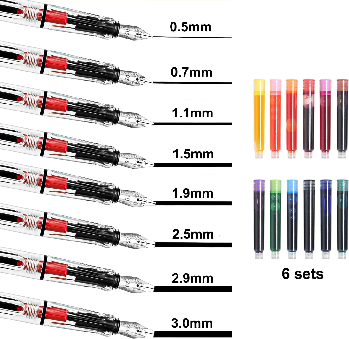 Calligraphy Set, 8 Calligraphy Pens with Interchangeable 72 Ink Cartridges in 12 Colours, Calligraphy Set Beginners with 8 Different Tip Sizes for Beginners Writing Drawing – Bild 2