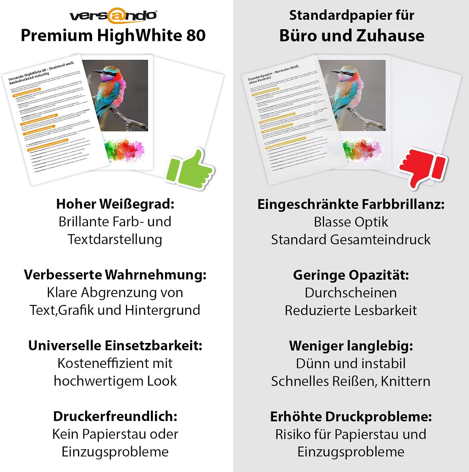 Versando copier paper – white | (3 x 500 sheets of HighWhite 80) bright colours, clear lettering, PEFC certified – Bild 5