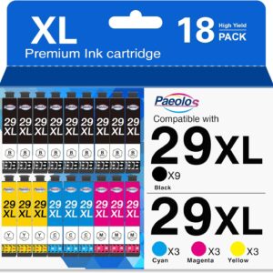 Paeolos 29XL Multipack for Epson 29 XL Printer Cartridges for Epson XP 352 Ink Cartridges for XP 342 XP-442 XP-235 XP-432 XP-332 XP-245 XP-345 XP-445 XP-455 XP-435 XP-335 XP-247 XP-255 XP-45 2, 18er pack