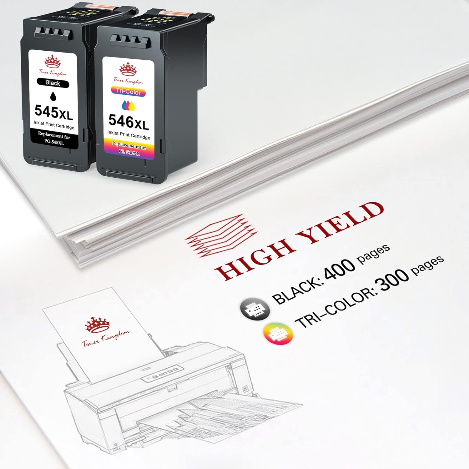 Toner Kingdom PG-545XL CL-546XL Compatible with Canon Printer Cartridges 545 546 XL for Canon TS3450 Ink Cartridges for Pixma TS3350 TS3150 TS3351 TS3452 TR4550 TR4551 TR4650 MX495 Ink (Black, Colour) – Bild 3