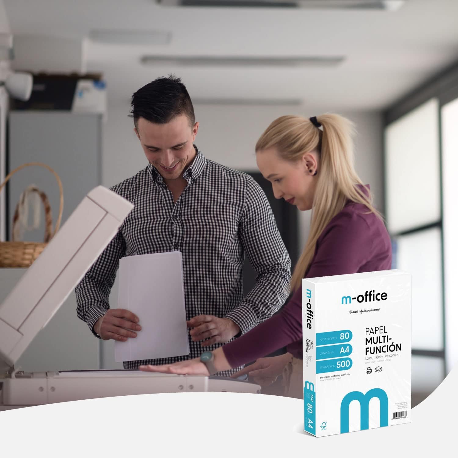 A4 Paper 80g Pack of 500 Sheets Multi-Function Paper for Inkjet and Laser Printers A4 Sheets 210 x 297 mm Ideal for Office and Home · m-office (500 Sheets) – Bild 3