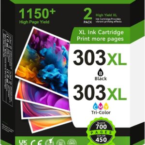 303 XL Printer Cartridges Multipack, 303 XL Cartridges Black and Colour Compatible with Original HP 303 Printer Cartridges for Envy Photo 6232 6230 6220 6220 6234 7100 7120 7155 7130 7134 7830 7800