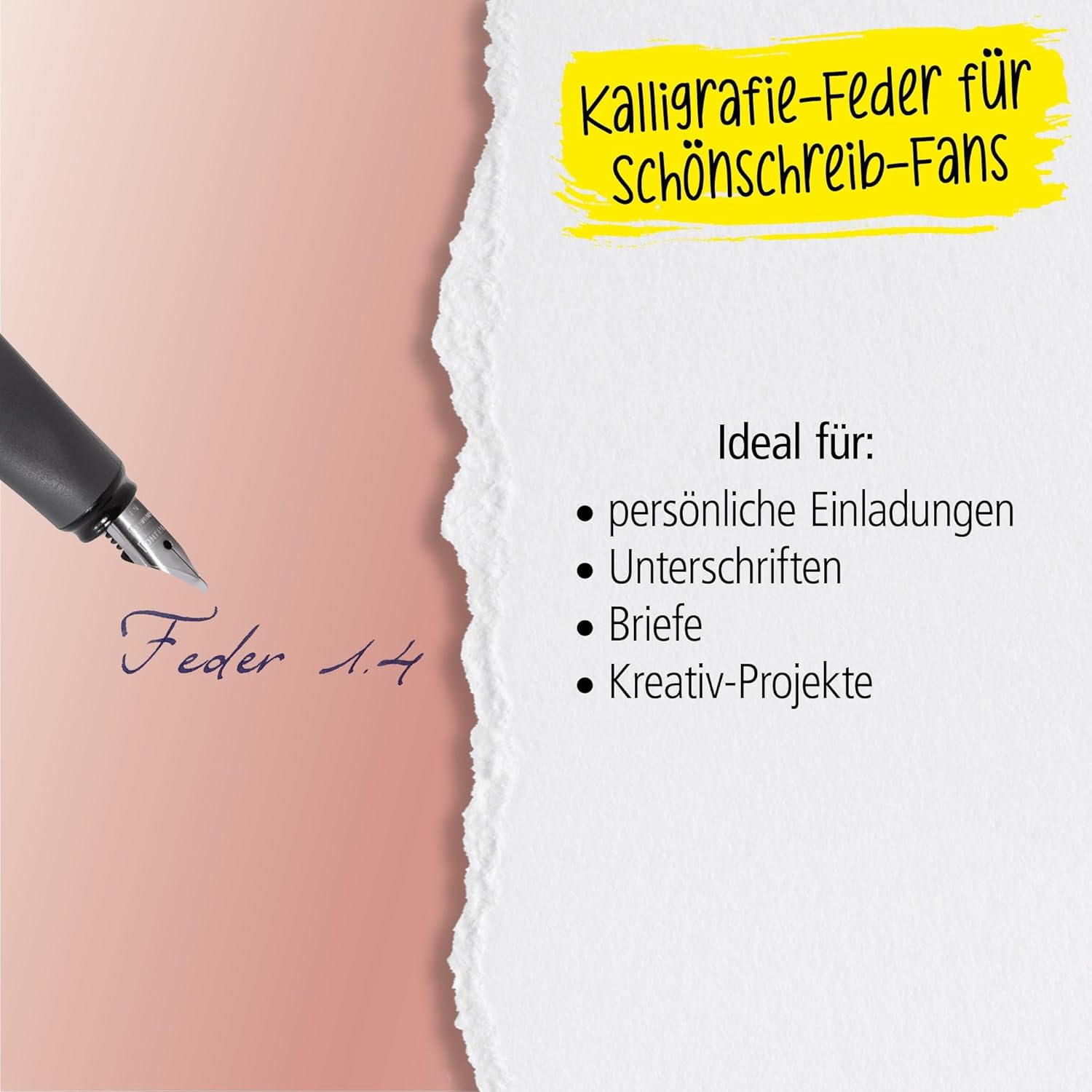 ONLINE Calligraphy-Fountain Pen, Calligraphy-Pen Air, black, wide calligraphy-nib in line width 1.4 mm, for standard ink cartridges or converters, includes blue combination cartridge – Bild 5
