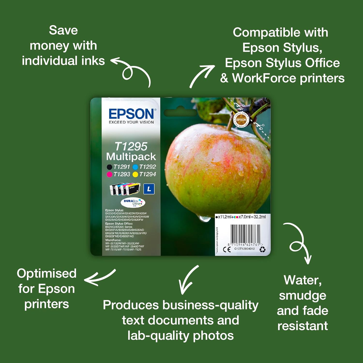 EPSON Apple Ink Cartridge for Workforce WF-3520DWF Series - Assorted Colours – Bild 2