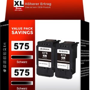 ANKINK Compatible Ink Cartridge Printer Cartridges to Replace Canon PG 575XL PG575 Cartridge 575 XL for TS3550i TS3551i TS3750i TS3751i TS3752i TR4750i TR4751i TR4755i TR4756i Printer Black Pack of 2