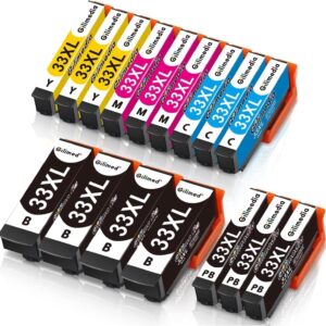 GILIMEDIA 16 x 33XL Ink Cartridges for Epson 33XL 33 XL Multipack for Epson Expression Premium XP-540 XP-530 XP-630 XP-635 XP-640 XP-645 XP-830 XP-900 XP-7100 Printer Cartridges