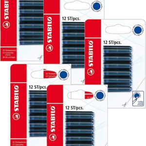Ink Cartridges – STABILO Refill – Pack of 12 x 5 – Blue