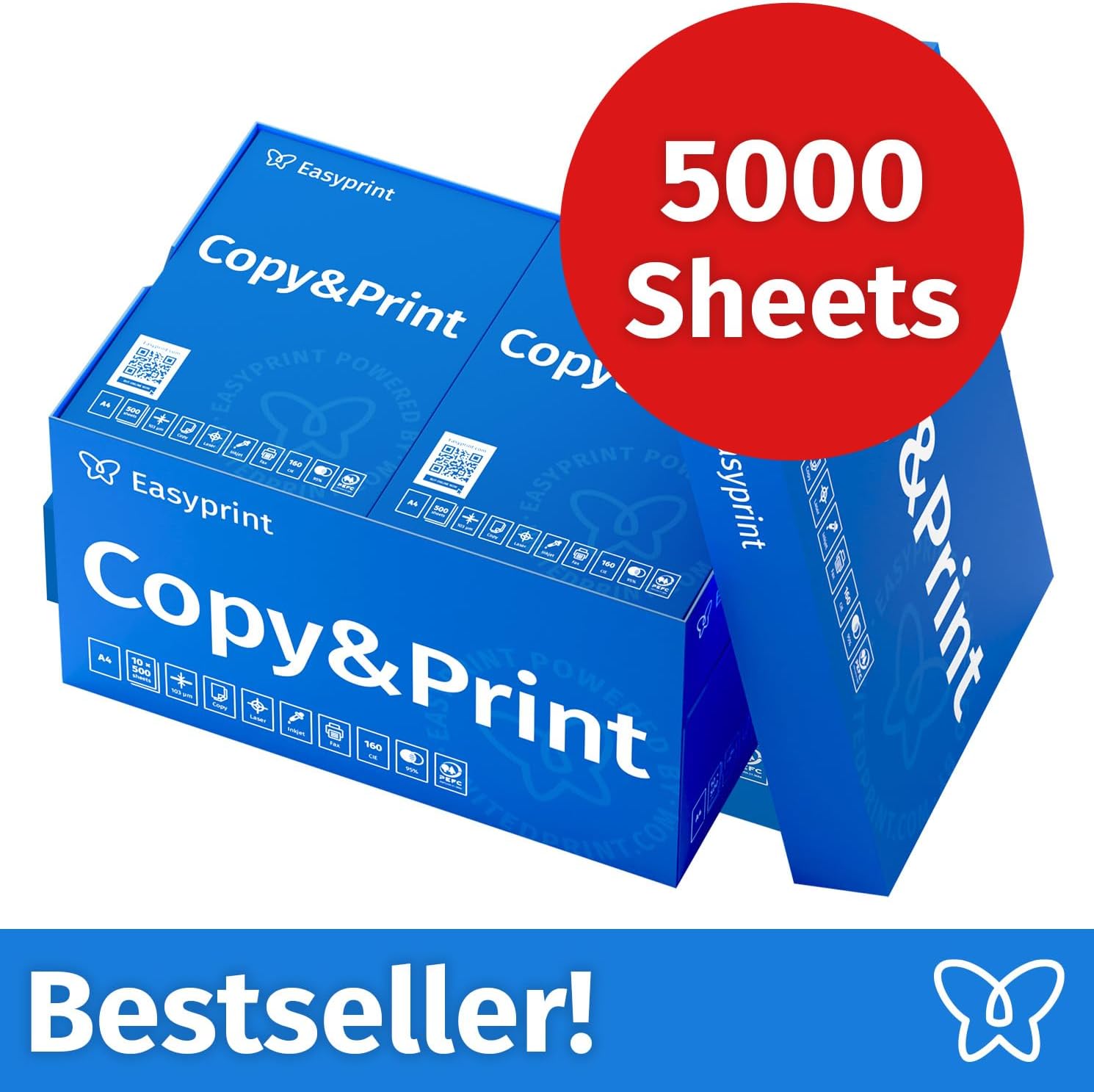Easyprint Printer Paper Copier Paper 5000 Sheets 10 x 500 A4 Premium Brilliant White CIE 160 PEFC Certified – Bild 2