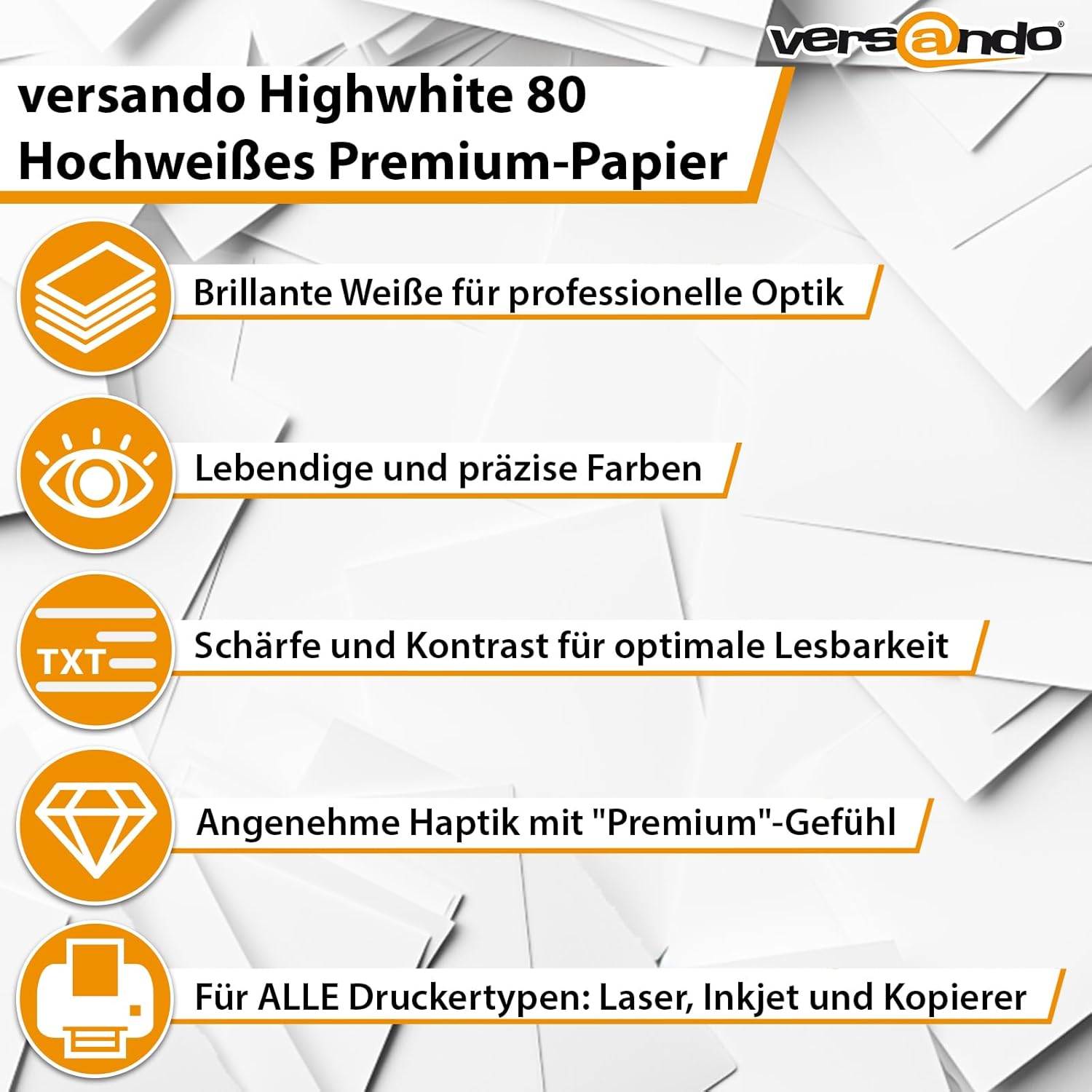 Versando copier paper – white | (3 x 500 sheets of HighWhite 80) bright colours, clear lettering, PEFC certified – Bild 3