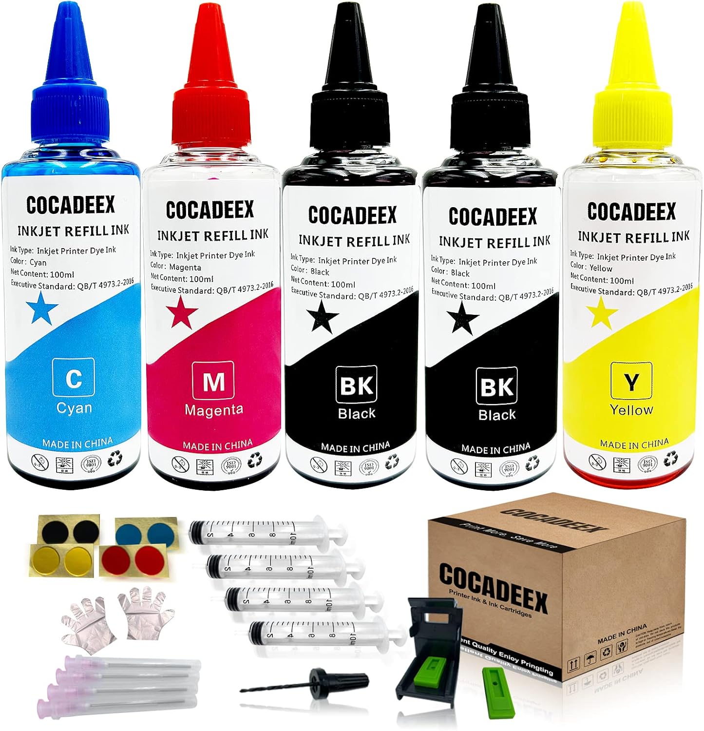 500ml Ink Refill Kit Compatible with HP Ink Cartridges 307XL 305XL 304XL 303XL 302XL 301XL 307 305 304 303 302 301