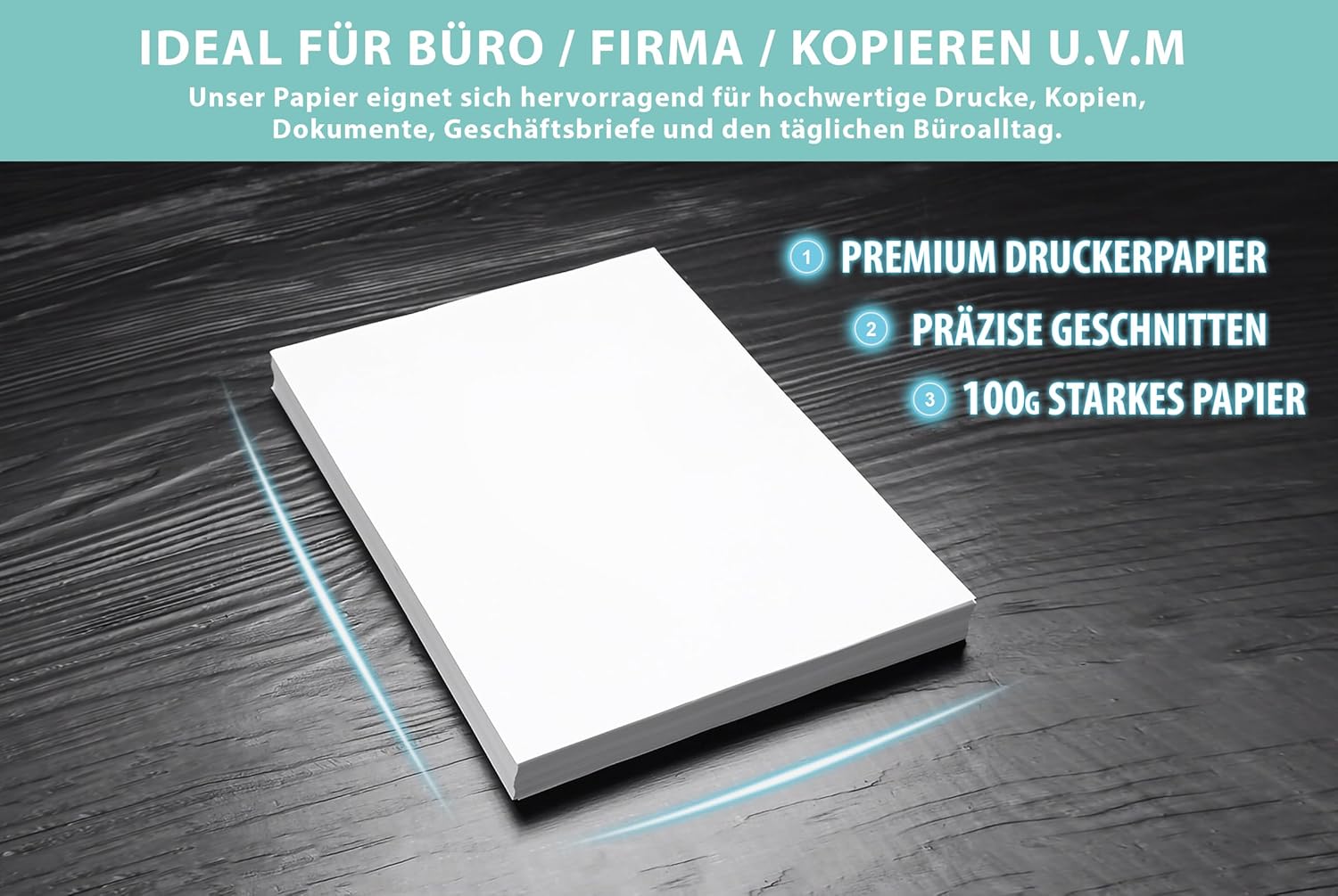 Printer Paper A4 100 g White - 50 Sheets Premium Paper Pure White | Printer paper thick thickness - copy paper, laser printer & inkjet, university, application, office & office presentations – Bild 5